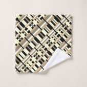 Kariert in Taupe, Tan, Black, White Modern Diagona Badhandtuch Set (Waschlappen)