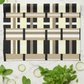 Kariert in Taupe, Tan, Black, White Modern Geschirrtuch (Gefaltet)