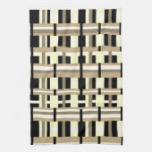 Kariert in Taupe, Tan, Black, White Modern Geschirrtuch (Vertikal)