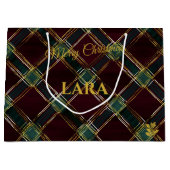 Kariert Inspiriert Burgund und Grüne Weihnachtsstu Große Geschenktüte (Vorderseite)