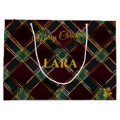 Kariert Inspiriert Burgund und Grüne Weihnachtsstu Große Geschenktüte (Rückseite)