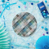 kariert, kartan, kariert, klassisch, blau, weiß pappteller (Party)