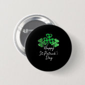 Kariert Kleeblatt Leopard Camouflage Happy St Patr Button (Vorne & Hinten)