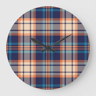 Kariert lebendig: Textildesign im Herbst Große Wanduhr