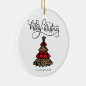 Kariert & Leopard drucken Weihnachtsbaum Keramik Ornament (Rechts)