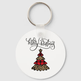 Kariert & Leopard drucken Weihnachtsbaum Schlüsselanhänger