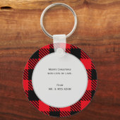 Kariert & Leopard drucken Weihnachtsbaum Schlüsselanhänger (Rückseite)