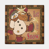 Kariert Let it Snow Snowman Geschenk Magnet (Vorne)