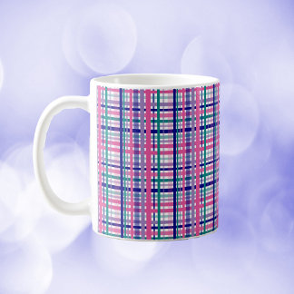 Kariert Lila Aquamarine Navy Blue Pink Kaffeetasse