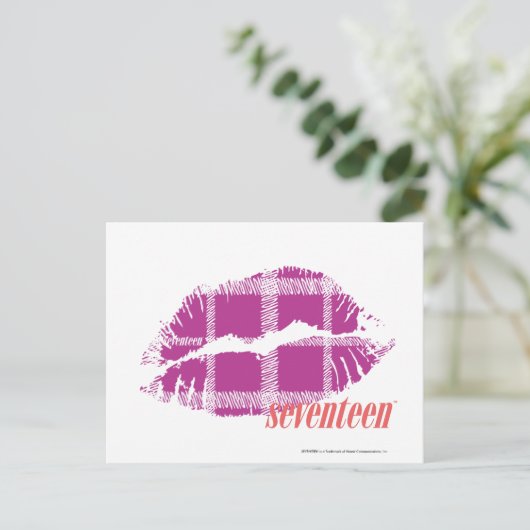 Kariert Lila Postkarte (Stehend Vorderseite)