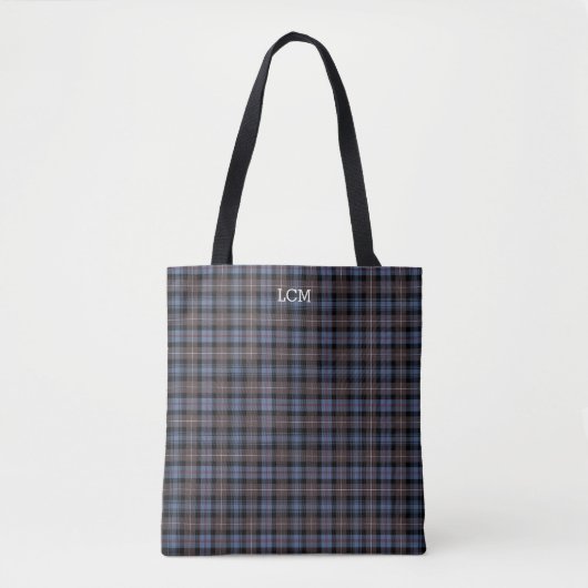 Kariert Mackenzie Tartan Monogram, blau und braun Tasche (Vorderseite)
