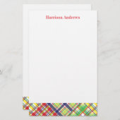 Kariert Madras Personalisiert Stationery Sheets (Vorne/Hinten)