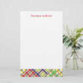 Kariert Madras Personalisiert Stationery Sheets (Stehend Vorderseite)
