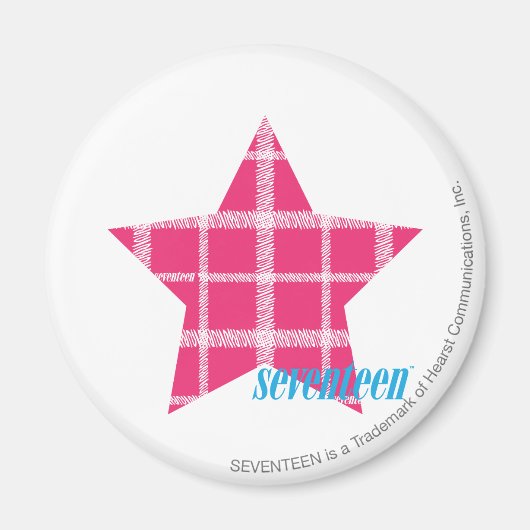 Kariert Magenta 3 Magnet (Vorne)