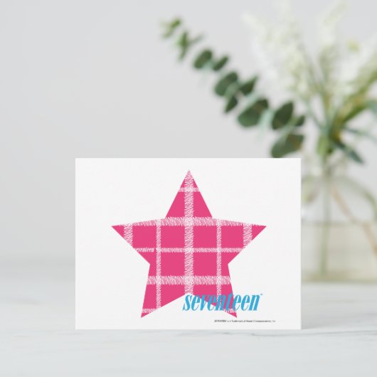 Kariert Magenta 3 Postkarte (Stehend Vorderseite)