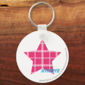 Kariert Magenta 3 Schlüsselanhänger (Vorderseite)