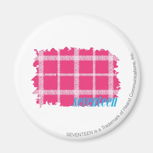 Kariert Magenta 4 Magnet (Vorne)