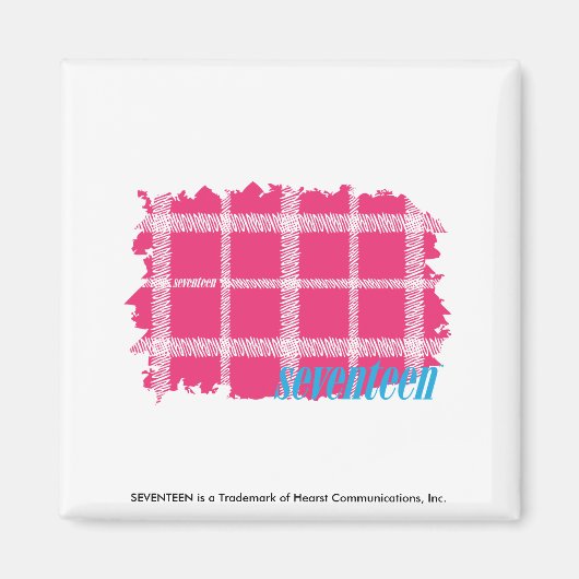 Kariert Magenta 4 Magnet (Vorne)