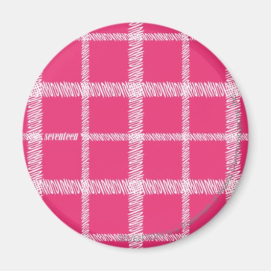 Kariert Magenta Magnet (Vorne)