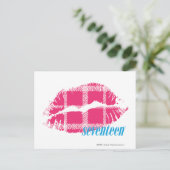 Kariert Magenta Postkarte (Stehend Vorderseite)