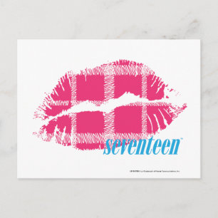 Kariert Magenta Postkarte