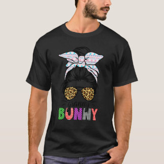 Kariert Messy Bun Granny Bunny Osterleopard Frauen T-Shirt