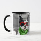 Kariert mit einer Boston Terrier Christmas Dog Tas Tasse (Links)