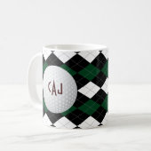 Kariert mit Golf-Ball, personalisierte Kaffeetasse (Vorderseite Links)
