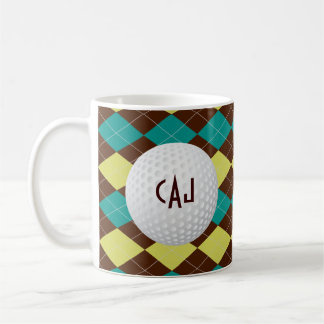 Kariert mit Golf-Ball, personalisierte Kaffeetasse