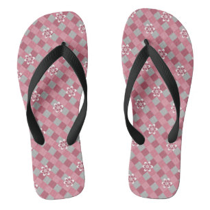 Kariert mit Kamille Blume in Grau und Rosa Badesandalen