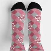 Kariert mit Kamille Blume in Grau und Rosa Socken (Oben)
