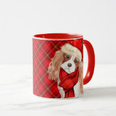 Kariert mit King Charles Spaniel Christmas Dog Tasse (VorderseiteRechts)
