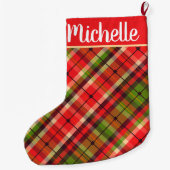 Kariert mit Name Großer Weihnachtsstrumpf (Rückseite)