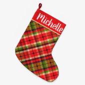 Kariert mit Name Großer Weihnachtsstrumpf (Vorderansicht (hängend))