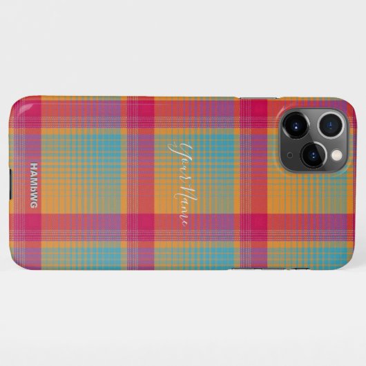 Kariert mit Name Option Handy Fall HAMbWG iPhone Hülle (Rückseite (Horizontal))