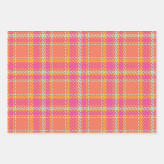 Kariert mit Orange und Blau Geschenkpapier Set (Vorderseite)