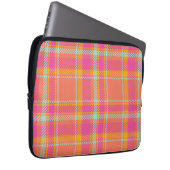 Kariert mit Orange und Blau Laptopschutzhülle (Vorne Rechts)