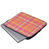 Kariert mit Orange und Blau Laptopschutzhülle (Vorne Knopf)