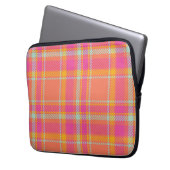 Kariert mit Orange und Blau Laptopschutzhülle (Vorderseite Links)
