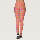 Kariert mit Orange und Blau Leggings (Rückseite)