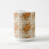 Kariert MIT ORANGE & YELLOW FALL BLUME Kaffeetasse (Mittel)