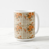 Kariert MIT ORANGE & YELLOW FALL BLUME Kaffeetasse (VorderseiteRechts)