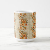 Kariert MIT ORANGE & YELLOW FALL BLUME Kaffeetasse (Mittel)