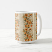 Kariert MIT ORANGE & YELLOW FALL BLUME Kaffeetasse (VorderseiteRechts)