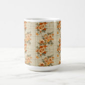 Kariert MIT ORANGE & YELLOW FALL BLUME Kaffeetasse (Mittel)