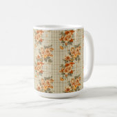 Kariert MIT ORANGE & YELLOW FALL BLUME Kaffeetasse (VorderseiteRechts)