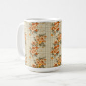 Kariert MIT ORANGE & YELLOW FALL BLUME Kaffeetasse (Vorderseite Links)