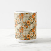 Kariert MIT ORANGE & YELLOW FALL BLUME Kaffeetasse (Mittel)