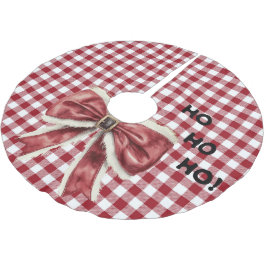 Kariert mit Red Bow Polyester Weihnachtsbaumdecke