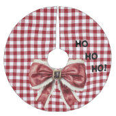 Kariert mit Red Bow Polyester Weihnachtsbaumdecke (Vorderseite)